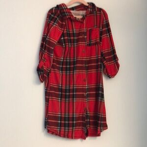 Girls Plaid Button-Up Dress